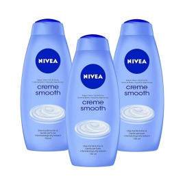 Nivea Bath Cream Body Wash, Creme Smooth Shea Butter Scent - 25.36 Ounce 3 Pack