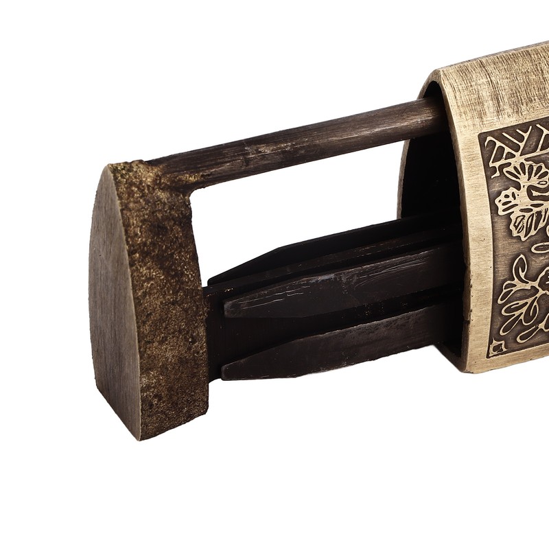 Chinese Antique Lock Retro Spacing 9cm/3.5in Classic Pattern Brass Horizontal