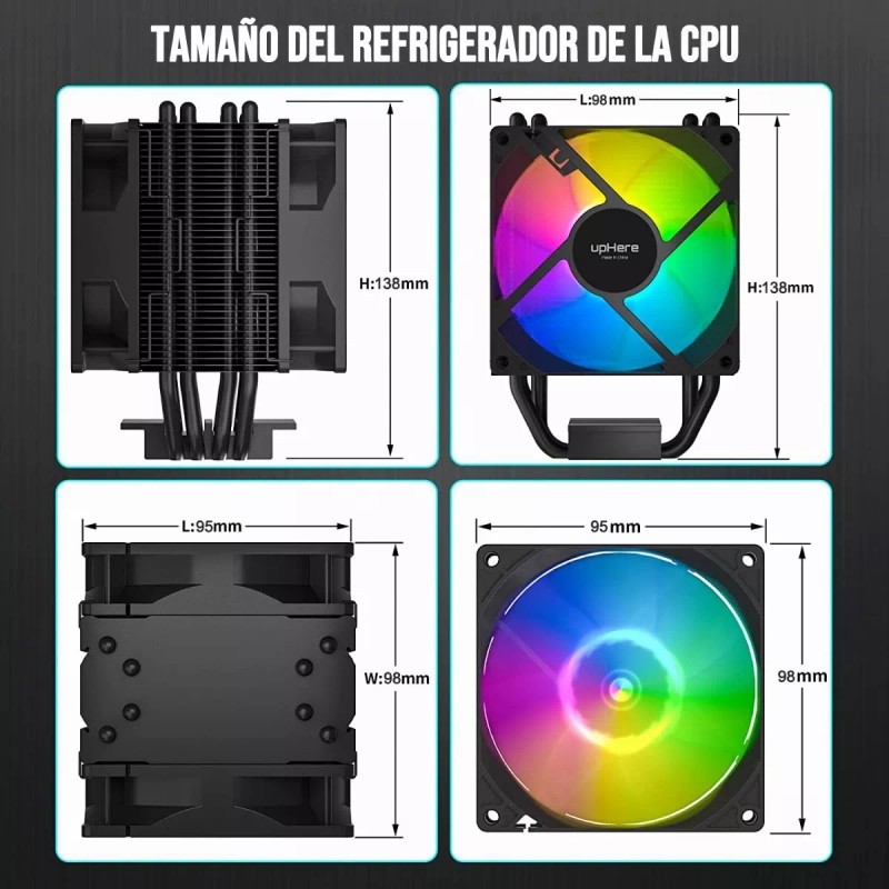 Sdlogal Radiador Pc Ventilador 6 Tubos