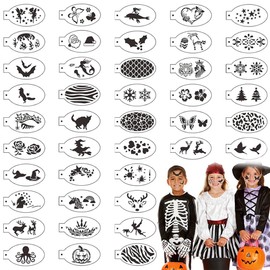 TRKETK Pack of 42 Face Painting Stencils, Body Painting Stencils, Reusable Face Painting Templates, Tattoo Stencils for Holiday, Party, Wall, Wood, Paper
