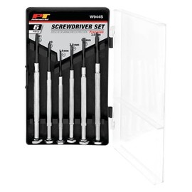 Performance Tool W944S 6-Piece Screwdriver Set with Hardened Steel Blades and Chrome Plated Handles in Convenient Carry Case