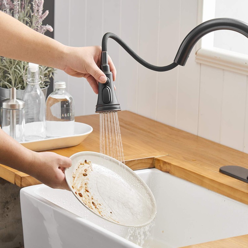 BATHFINESSE Kitchen Faucet, Oil Rubbed Bronze Finish, 360 Degree Swivel,