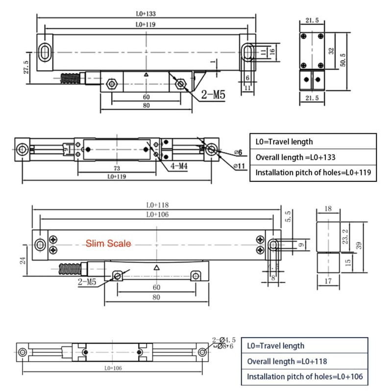 Ditron Linear Scale 200mm (8'') 5um Optical Glass Encoder Sensor