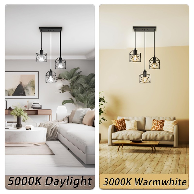 ROCUNSI 3-Light Hanging Pendant Light Fixtures, Farmhouse Kitchen Island Light