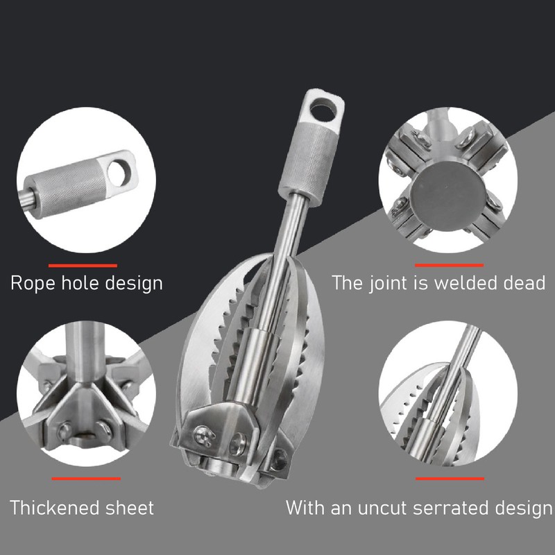 Grappling Hook with 4 Folding Claw Stainless Steel Multifunctional Outdoor