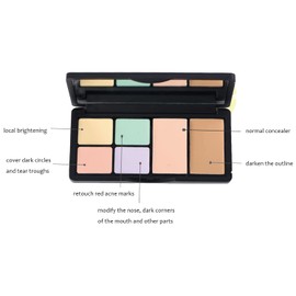 6 Colors Correcting Concealer Palette, Makeup Cream Contour Palette with Brush, Contouring Foundation Highlighting Concealer Palette for Conceals Dark Circles, Redness, Acne, Blemish（A）