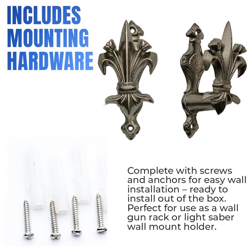 SZCO 3” Fleur de Lis Sword Hanger Wall Mount –
