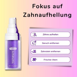 Purple Teeth Whitening Toothpaste, Lila Zahnpasta für Weiße Zähne, Lila Aufhellende Zahnpasta, Zahnaufhellung Zahnpasta Lila Saubere Gelbe Zähne,Whitening Zahnpasta