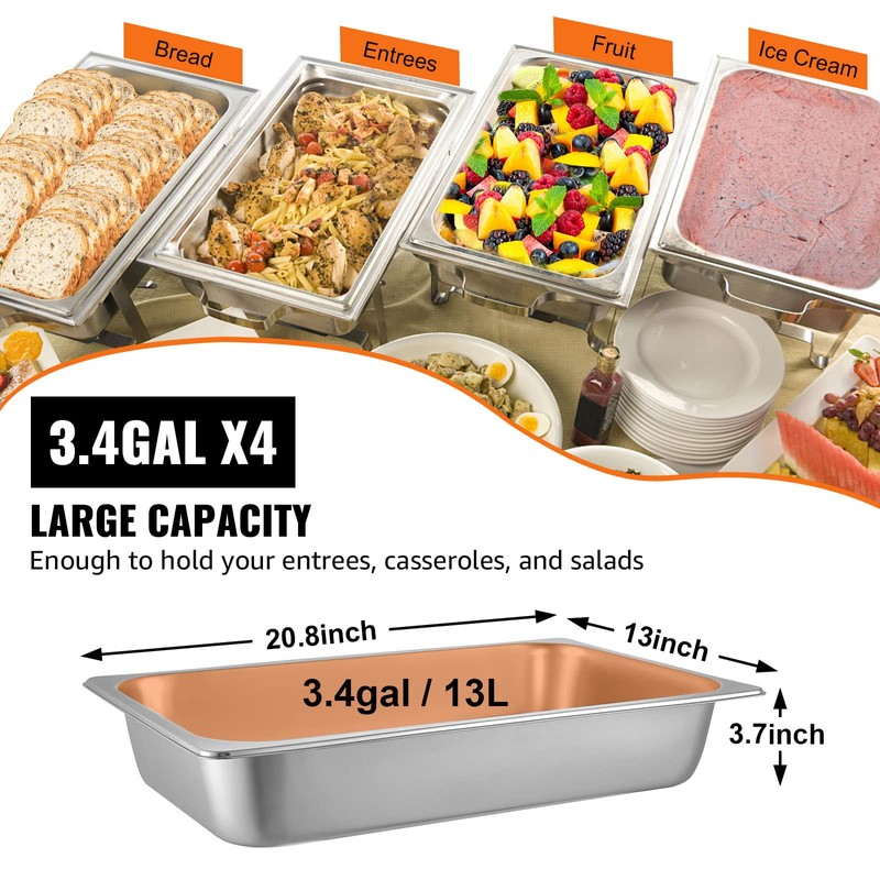 Vevor 4 Pack Hotel Pan 3.7" Deep Steam Table Pan