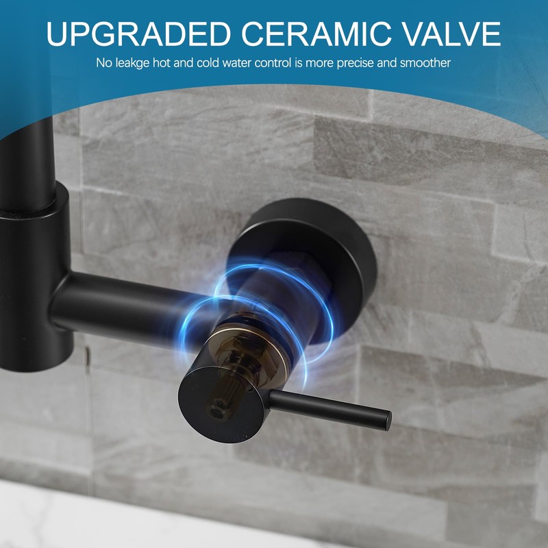 AIMADI Black Kitchen Faucet,Wall Mount Kitchen Faucet with Pull Down