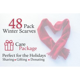 48 Pack Winter Scarves, Warm Winter Fleece Scarf Bulk Wholesale Donation Unisex Men Women (Assorted Colors)
