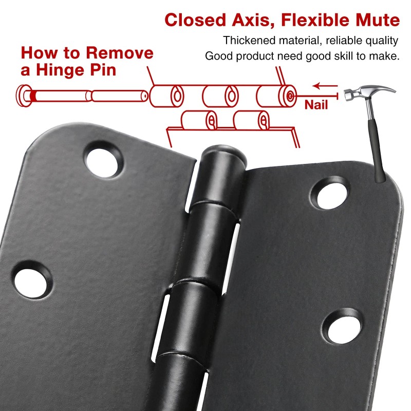 TDCHINGES 30 Pack Matte Black 3.5 Inch Door Hinges with