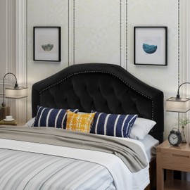 Christopher Knight Home Killian Velvet Headboard, Queen / Full, Black / Black