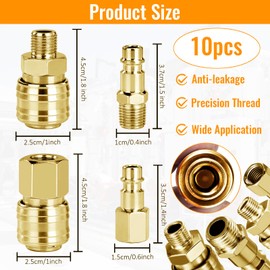 Benaton Pack of 10 Euro Compressed Air Coupling 1/4 Inch BSP Quick Coupling Compressed Air Coupling 1/4 Npt Compressed Air Coupling Air Compressor Fittings Quick Connection with Thread Euro Compressed