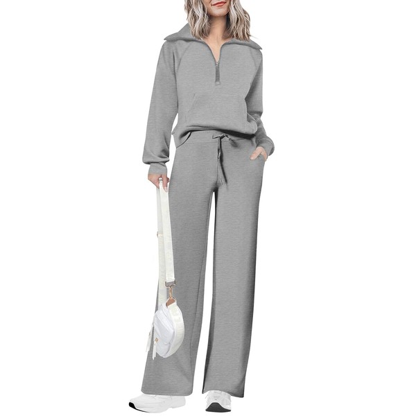 Potany Women 2 Piece Half Zip Sweatsuit Fall Outfits 2024