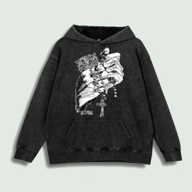 Praying Hands Rosary Graphic Hoodie 100% Cotton US Warehouse 6 ColorsColor: Black, Size: 2 XL