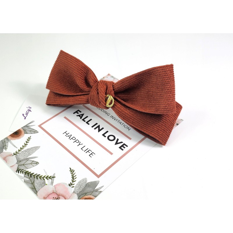 Burnaby corduroy brown hairpin 8cm / 버나비 코듀로이 브라운 헤어핀