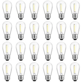 Meconard - Paquete de 24 bombillas LED de 1 W, de plstico S14, inastillables, estilo clsico, de repuesto de 1 W, 2200 K, impermeables, color blanco...