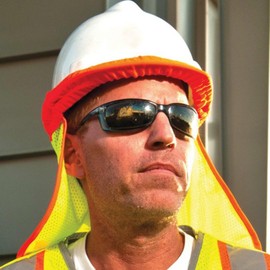 High Visibility Hard Hat Neck Sun Shade Neck Flap, 2 Pack Breathable Mesh Construction Hard Hat Visor Neck Shield with Reflective Strip Elastic Outdoor Work Cooling Safety Helmet Sun Shade Veil