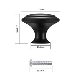 YOUYIDUN 11 Pcs Drawer Knobs，Round Furniture Knobs，Cabinet Door Knobs，Cupboard Knobs，Drawer Handles，Kitchen Cabinet Handles Kitchen Cupboard Drawer Chest of Drawers Furniture Knobs Handles，Black
