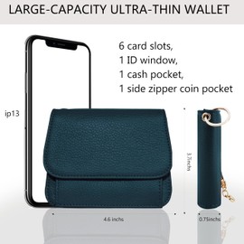 Sunpour Keychain Wallet,Wristlet Keychain with Wallet RFID Wristlet Wallets for Women,Small Wallets Woman with Coin Pocket and Id Window (Blue-Green)