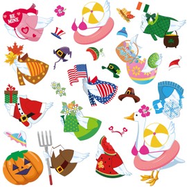 Fabbay 25 Pcs Festive Goose Costume Magnets Decoration Funny Holiday Magnetic Stickers Goose Magnet with 12 Sets Holiday Costume Magnetic Stickers for Car Garage Door Fridge Gifts Decoration