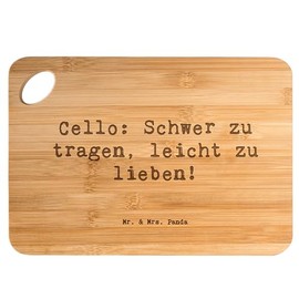Mr. & Mrs. Panda Bamboo Chopping Board with Saying Cello Liebe - Gift, Instrument, Breakfast Board, Music, Wooden Chopping Board, Orchestra, Cello Art