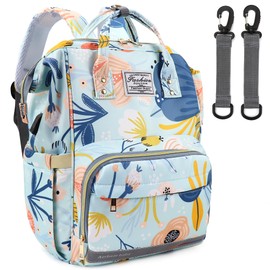 LEcylankEr Changing Bag Backpack Baby Changing Backpack Large Nappy Backpack Multifunctional Nappy Bag with Multiple Compartments Baby Changing Bags for Travel Gift for New Parents, Blue-floral, L