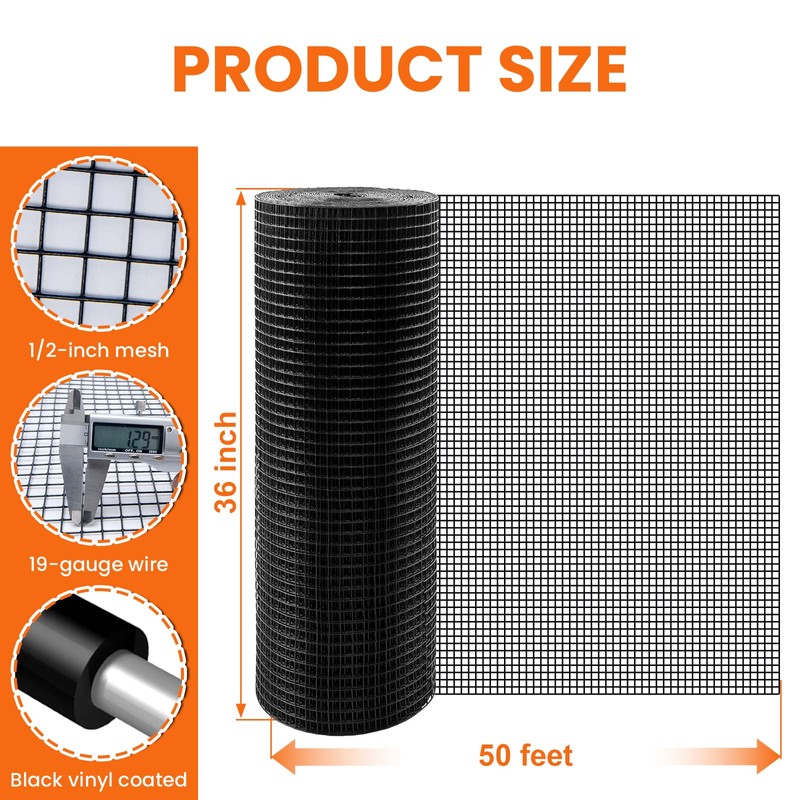 Black Hardware Cloth 1/2 inch 36 x 50 ft 19
