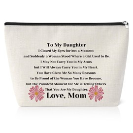 Daughter Gift from Mom to My Daughter 25X17cm Makeup Bag Christmas Birthday Graduation Gift for Daughter Bridal Shower Gift for Adult Daughter Wedding Gift Travel Toiletry Bag
