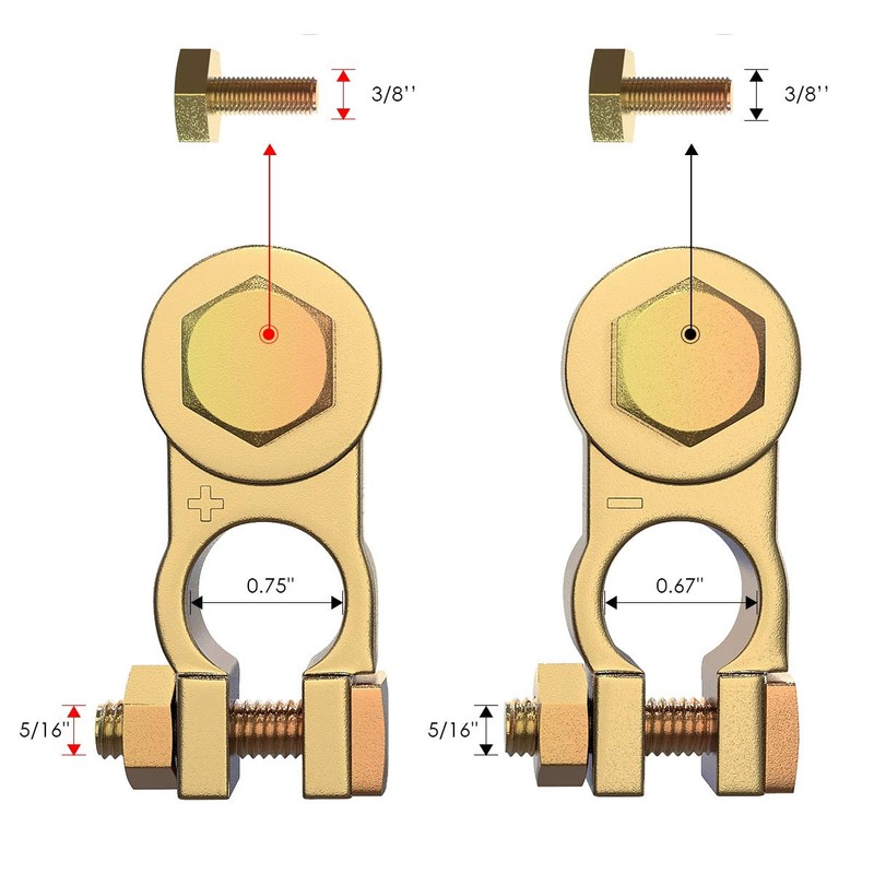 LEICESTERCN Battery Terminal Connectors Brass Copper Car Battery Terminal Ends