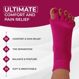 Happy Feet Toe Separator Alignment Socks - Comfortable Toe Separator Socks Massage Socks – Prevent Foot Cramp and hammertoes (Fuchsia)