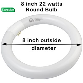 COOGGALAN 8 inch FC8T9/CW 22W Cool White Circular Fluorescent Light Bulb, Round T9 22 Watt Circline Fluorescent Lamp Bulbs 4100K 1350 Lumens, G10q 4 Pin Base, 2 Pack