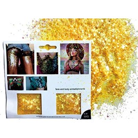 Chunky Glitter Face Body Hair Make Up BG09 Yellow 50g Large Pack