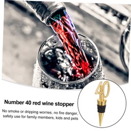 1 Set 2 Pcs 40 Wine Stoppers Wine Cork Beverage Cork Bottle Stopper 40th Wedding Birthday Bottle Stoppers Bottle Cap Bottle Cork Keepsake Commemorate Wine Bottle Alloy