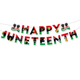 Happy Juneteenth Banners June 19th 1865 Freedom Day Words Hanging Banners Juneteenth Decorations for African Afro Americans Independence Day Home Indoor Black History Month Party Decoration Supplies