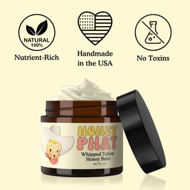 Whipped Tallow Honey Balm - 100% Natural - Organic Beef Tallow Nourishing Skincare Moisturizer (2 oz) by HoneyPhat