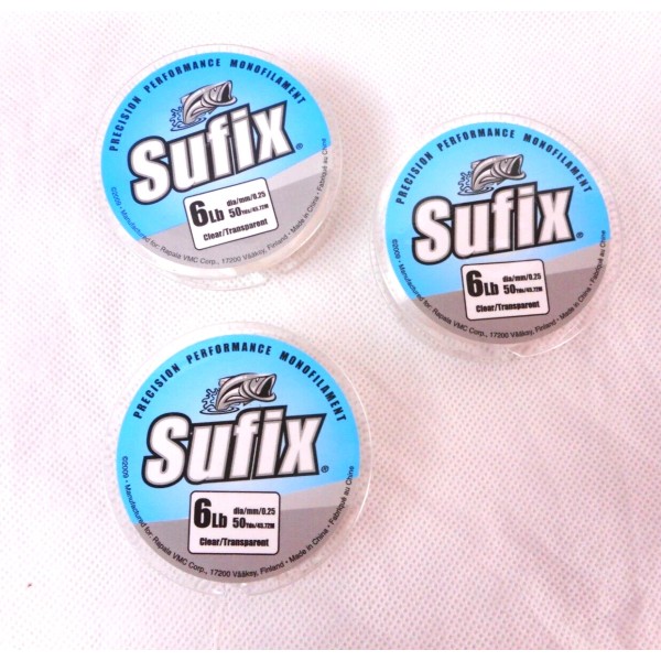 Sufix One Sufix Monofilament Line 6 LB. Clear 0.25mm Diameter