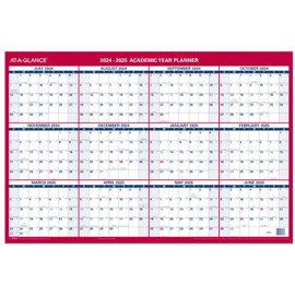 AT-A-GLANCE 2025 Erasable Calendar, Dry Erase Wall Planner, 36" x 24", Large, Yearly, Horizontal/Vertical, Seasons in Bloom (PA133-25)