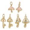 GOMAKERER 12Pcs 3 Styles Brass Mushroom Charms, Real 18k Gold