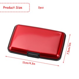 Rumyve 2Pcs Credit Card Holder Wallets,RFID Blocking ID Card Protective Cases,Portable Lightweight Card Security Holders for Men Women Credit Business Name ID Card Storage(Red+Black)