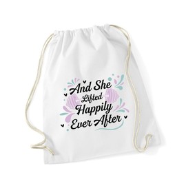 Hippowarehouse And she lifted happily ever after Drawstring Cotton School Gym Bag 37cm x 46cm, 12 litres