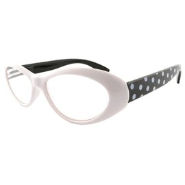FUSHIDA R678 Polka Dot Fashion Reading Glasses for Women White-Black 3.00