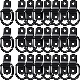 24 Pieces D-Ring Tie Down 1/4 Inch Stainless Steel D-Rings Trailer 700 Lbs D-Ring Bracket D Ring Mounting Plate for Ratchet Tie Down Straps Car Truck Bed Cargo (Black)