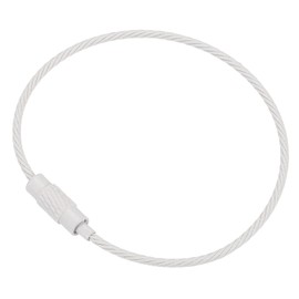 PATIKIL 6 Inch Length Wire Keychain Cable, 5 Pack Titanium Steel Key Ring Loop for Outdoor Hiking Sport, White