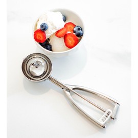 Jenaluca Extra Large Ice Cream Scoop - 1/3 Cup Disher Size #12 stainless steel scooper for food, cupcake batter & icecream