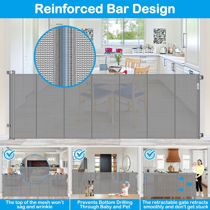 Reinforced 42" Extra Tall X 120" Extra Wide Retractable Dog