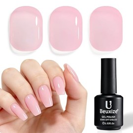 Esmalte de uñas de gel rosa nude de 0.5 fl oz, manicura francesa especial elegante rosa claro remojar UV LED, diseño de arte de uñas para salón profes