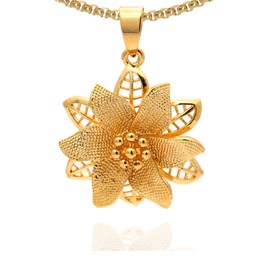 Mgutillart Fashion 18K Gold Plated Flower Pendant Necklace(Gold)