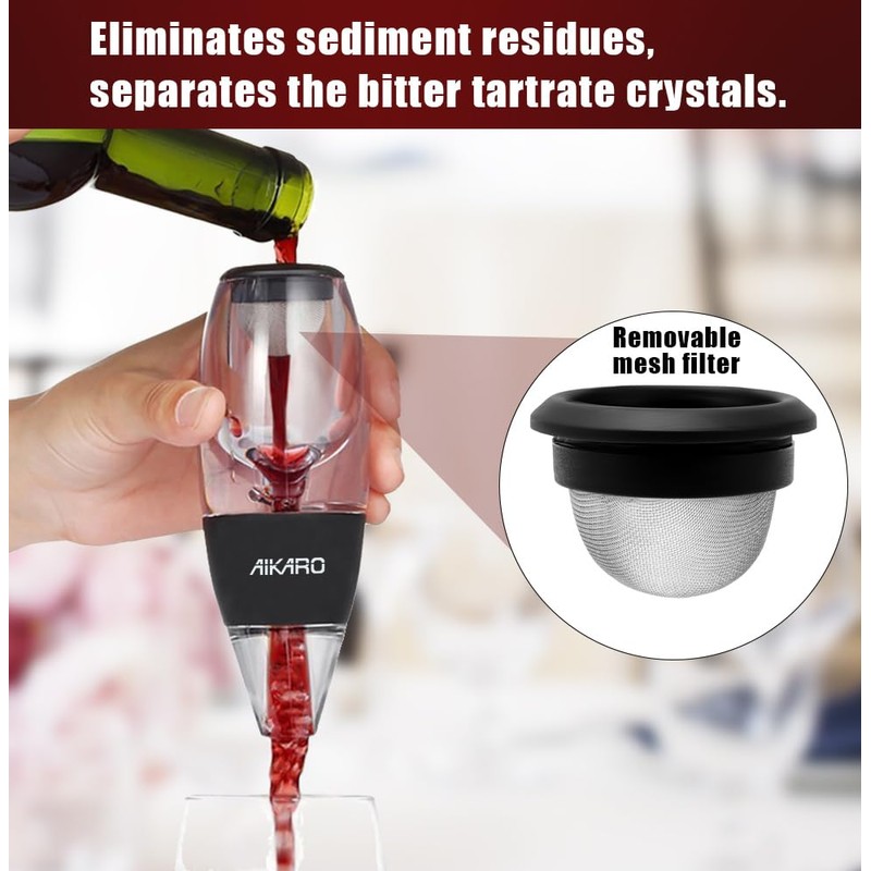 AIKARO - Weinluftbelüfter Automatischer Dekanter mit Filter und Basisstation